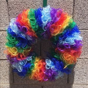 Rainbow mesh wreath